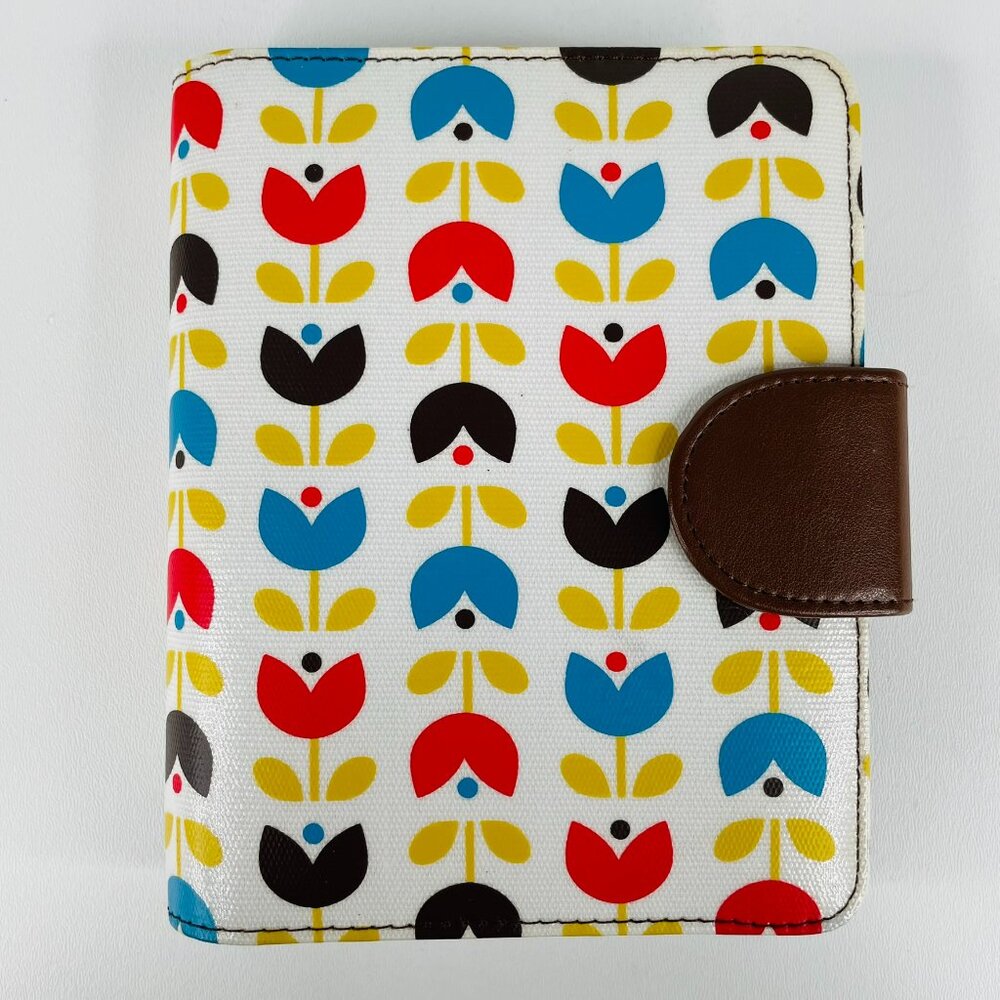 Franklin Covey 365 Planner 6-Ring Coated Canvas Tulips Flowers & Brown 7.5”x6”